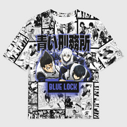 Женская футболка оверсайз Блю лок синяя тюрьма