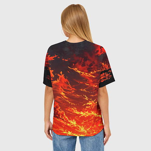 Женская футболка оверсайз Багровый огненный закат / 3D-принт – фото 4