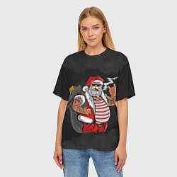 Футболка оверсайз женская Дед мороз панк, цвет: 3D-принт — фото 2