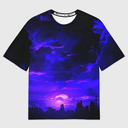 Футболка оверсайз женская Фиолетовый апокалиптический закат, цвет: 3D-принт
