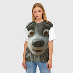 Футболка оверсайз женская Волк и цыпа, цвет: 3D-принт — фото 2