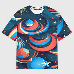 Футболка оверсайз женская Абстракция ёлочных игрушек, цвет: 3D-принт