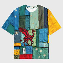Футболка оверсайз женская Пэчворк с драконом, цвет: 3D-принт