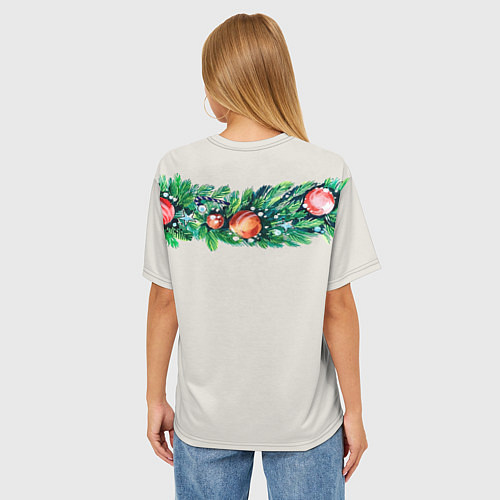 Женская футболка оверсайз Новогодняя женщина-паук с горячим шоколадом / 3D-принт – фото 4