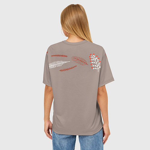 Женская футболка оверсайз Новогодний человек-паук с горячим шоколадом / 3D-принт – фото 4