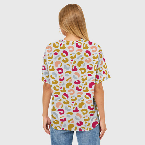 Женская футболка оверсайз Разноцветный леопардовый узор / 3D-принт – фото 4