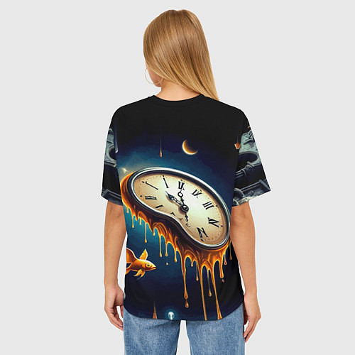 Женская футболка оверсайз Течение времени - сюрреализм / 3D-принт – фото 4