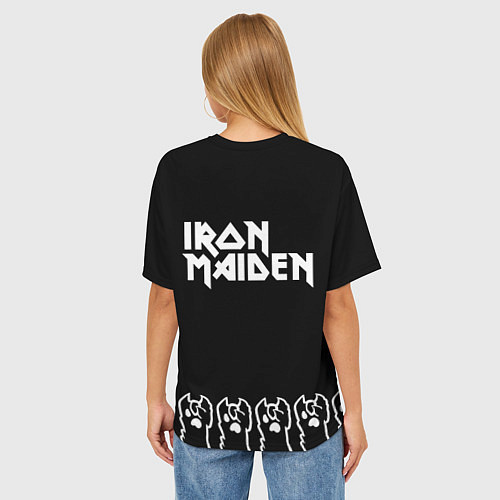 Женская футболка оверсайз Iron Maiden: cat rock / 3D-принт – фото 4
