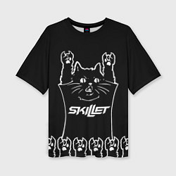 Футболка оверсайз женская Skillet: cat rock, цвет: 3D-принт