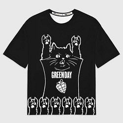 Футболка оверсайз женская Green Day: cat rock, цвет: 3D-принт