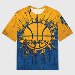 Футболка оверсайз женская Голден Стэйт Уорриорз баскетбольный мяч, цвет: 3D-принт