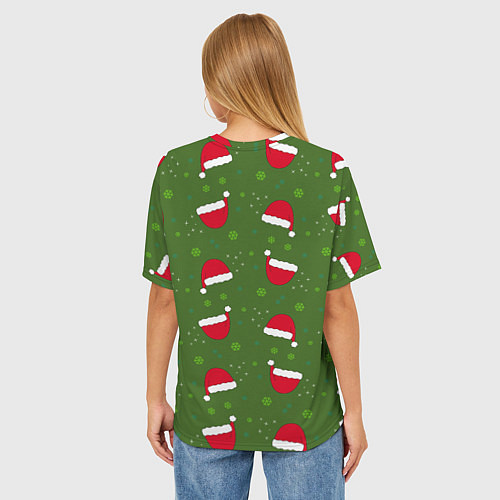 Женская футболка оверсайз Шапка Санты / 3D-принт – фото 4