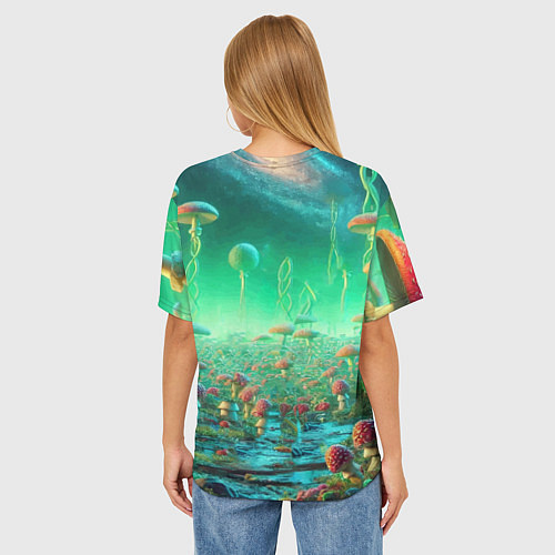 Женская футболка оверсайз Рик и Морти изучают планету мухоморов - нейроарт ф / 3D-принт – фото 4