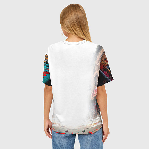 Женская футболка оверсайз BMX трюки в городе / 3D-принт – фото 4