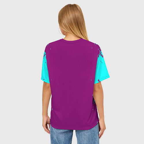 Женская футболка оверсайз Tekken краски неон / 3D-принт – фото 4