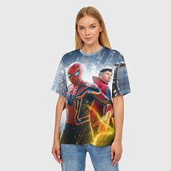 Футболка оверсайз женская Стивен Стрэндж и Человек паук нет пути домой, цвет: 3D-принт — фото 2
