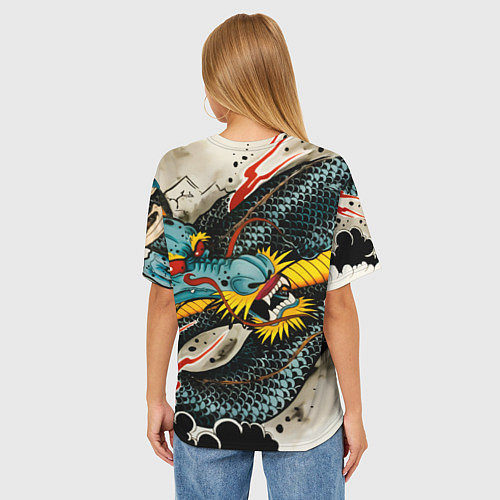 Женская футболка оверсайз Tekken dragon tatoo / 3D-принт – фото 4