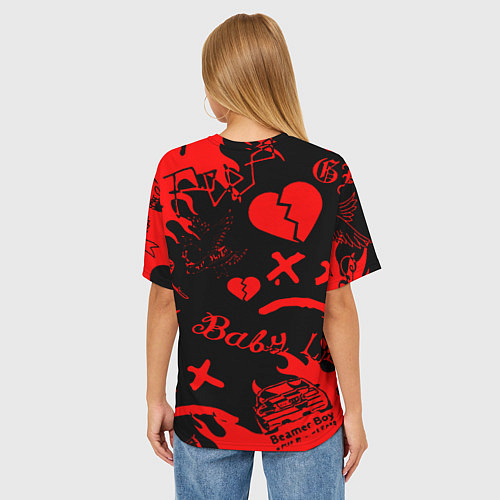 Женская футболка оверсайз Lil peep monster energy / 3D-принт – фото 4