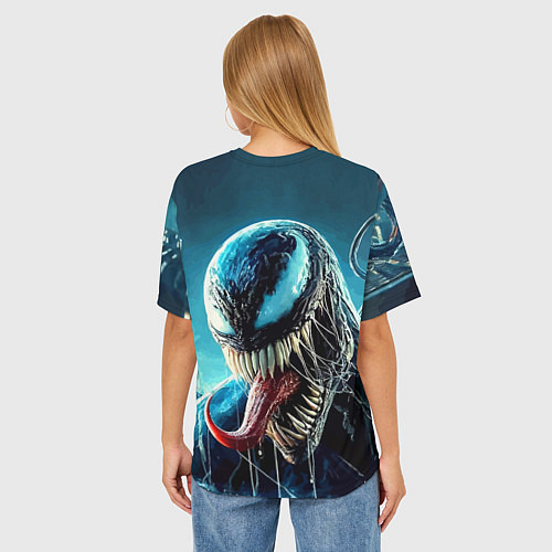 Женская футболка оверсайз Venom in metropolis - ai art neon fantasy / 3D-принт – фото 4