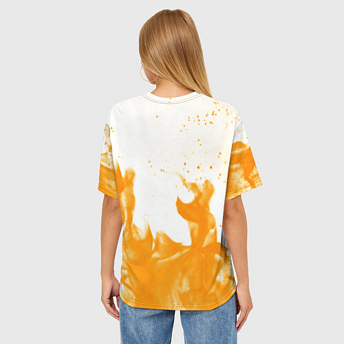 Женская футболка оверсайз Rust flame / 3D-принт – фото 4