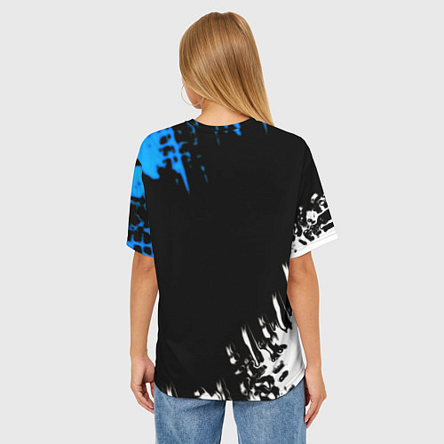 Женская футболка оверсайз Doom краски лого текстура / 3D-принт – фото 4
