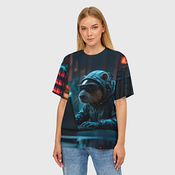 Футболка оверсайз женская Капибара айтишник, цвет: 3D-принт — фото 2