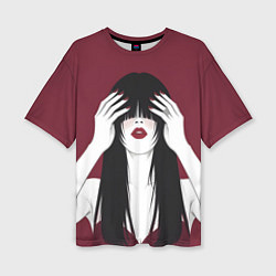 Футболка оверсайз женская Поп арт девушка с руками, цвет: 3D-принт