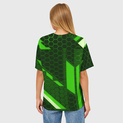 Женская футболка оверсайз Doom geometry green / 3D-принт – фото 4