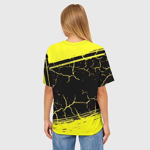 Женская футболка оверсайз Ведьмак трещины текстура / 3D-принт – фото 4