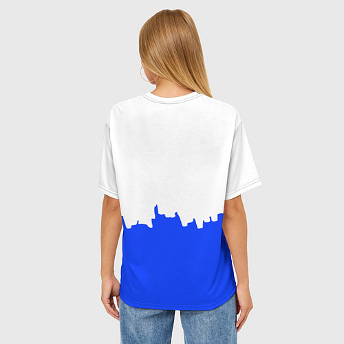 Женская футболка оверсайз Dayz сине белая геомтерия / 3D-принт – фото 4