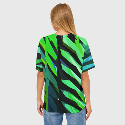 Женская футболка оверсайз Чёрно-зелёная абстракция / 3D-принт – фото 4