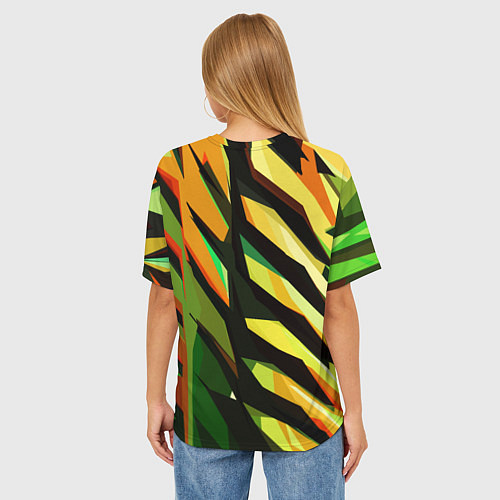 Женская футболка оверсайз Чёрно-жёлтая абстракция / 3D-принт – фото 4