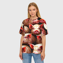 Футболка оверсайз женская Поросята, цвет: 3D-принт — фото 2