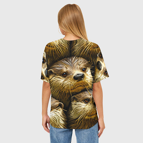 Женская футболка оверсайз Мордочки выдр / 3D-принт – фото 4