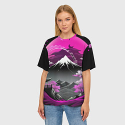 Футболка оверсайз женская Япония природа в коллаже, цвет: 3D-принт — фото 2