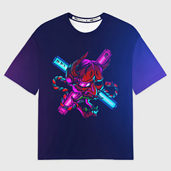 Футболка оверсайз женская Демон они неоновый, цвет: 3D-принт