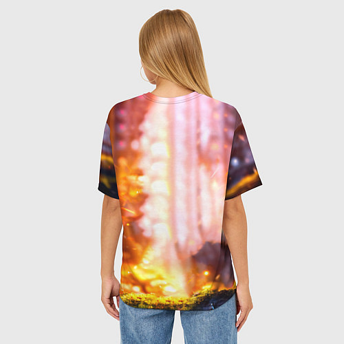 Женская футболка оверсайз Кукушка в искрах / 3D-принт – фото 4