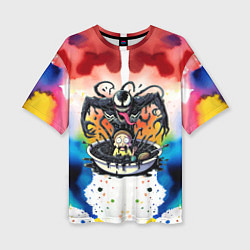 Футболка оверсайз женская Веном присмотрелся к Морти - ядовитая слизь, цвет: 3D-принт