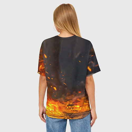 Женская футболка оверсайз Утенок в огне / 3D-принт – фото 4