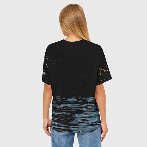 Женская футболка оверсайз Белый лебедь ночью / 3D-принт – фото 4