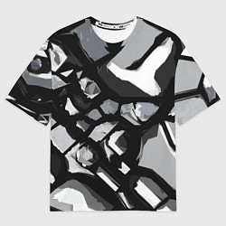 Футболка оверсайз женская Чёрно-серая абстракция, цвет: 3D-принт
