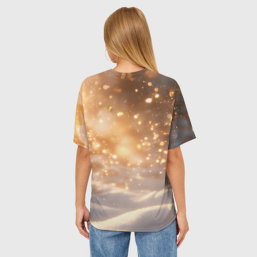 Женская футболка оверсайз Рыжая лисичка в снежном лесу / 3D-принт – фото 4