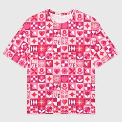Футболка оверсайз женская День святого Валентина - паттерн, цвет: 3D-принт