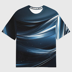 Футболка оверсайз женская Геометрическая синяя текстура, цвет: 3D-принт