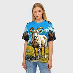 Футболка оверсайз женская Горный козел, цвет: 3D-принт — фото 2