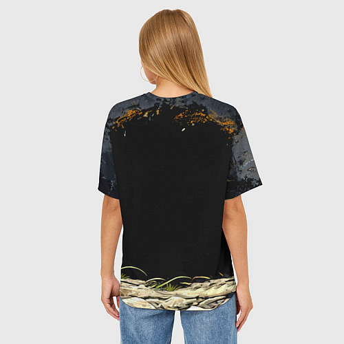 Женская футболка оверсайз Кенгуру на черном / 3D-принт – фото 4