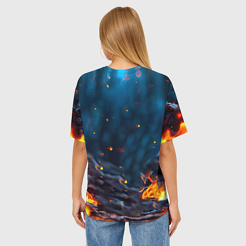 Женская футболка оверсайз Песец в огне / 3D-принт – фото 4