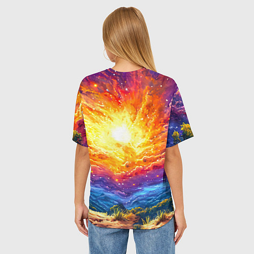 Женская футболка оверсайз Кенгуру в космосе / 3D-принт – фото 4