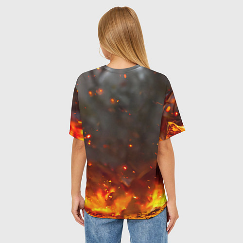 Женская футболка оверсайз Кенгуру в огне / 3D-принт – фото 4