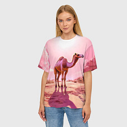 Футболка оверсайз женская Верблюд в розовой пустыне, цвет: 3D-принт — фото 2
